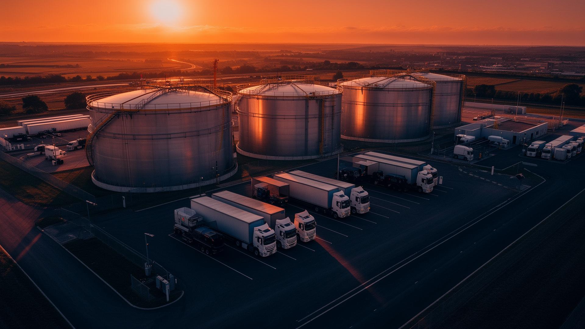 Pátio industrial com tanques de diesel